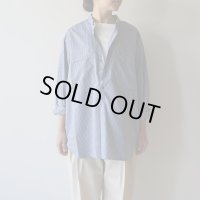 STILL BY HAND - NARROW COLLAR PULLOVER SHIRT Blue Check