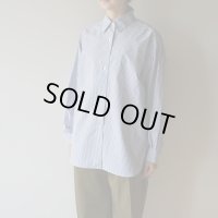 [Lady's] STILL BY HAND WM - REGULAR COLLAR SHIRT Blue Stripe