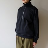 【women's】STILL BY HAND WM - HALF ZIP CUTSEW Black Navy