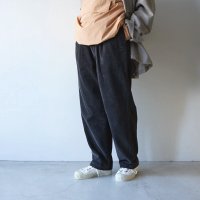 STILL BY HAND - GARMENT DYE CORDUROY PANTS Brown Charcoal