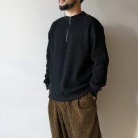 [size M のみ] JACKMAN - WAFFLE HALF ZIP Black