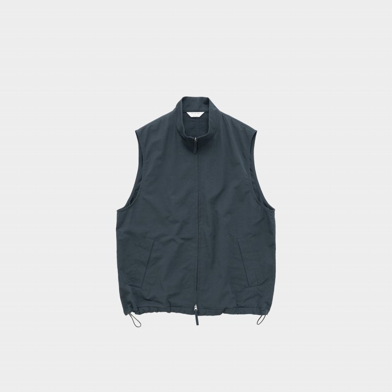 STILL BY HAND - Stand collar vest [VE02251] / Teal Blue