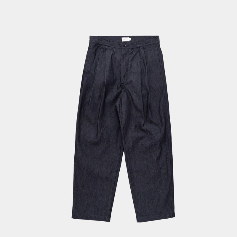 STILL BY HAND - 10oz denim 2tuck pants [DN04251] / Navy