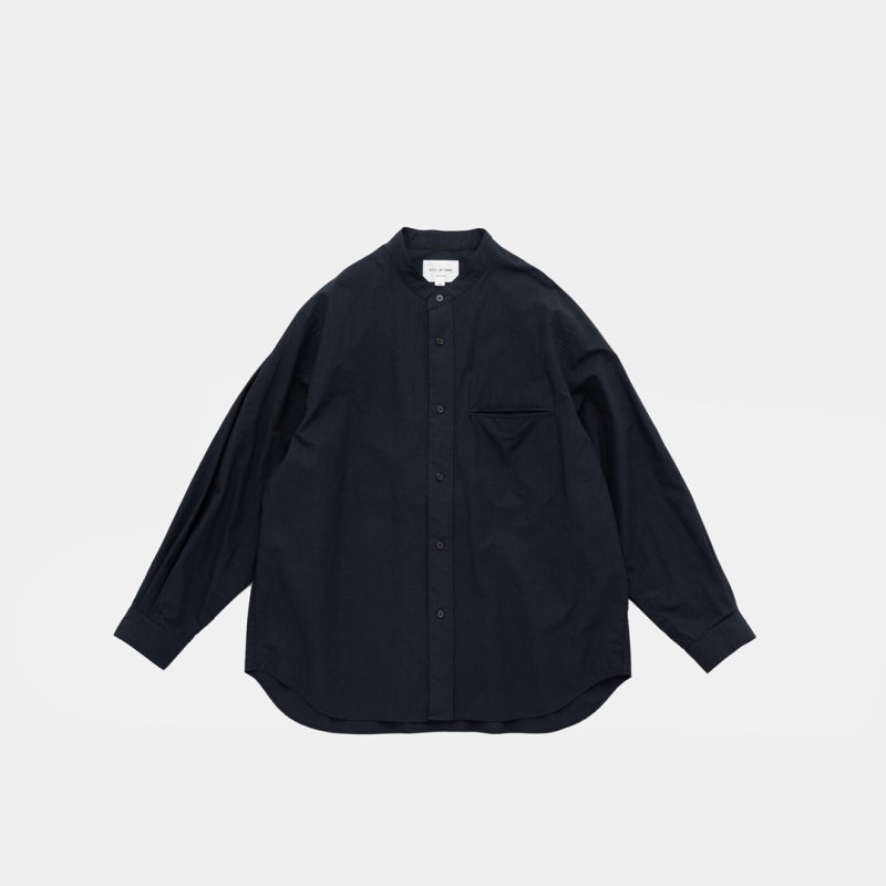 STILL BY HAND - Linen mixed band collar shirt [SH02251] / Navy