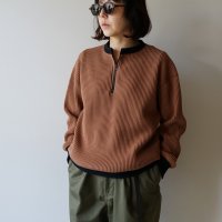 [size S のみ] JACKMAN - WAFFLE HALF ZIP Cocoa×Black