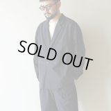STILL BY HAND - Cupro mixed easy jacket / Dark Navy