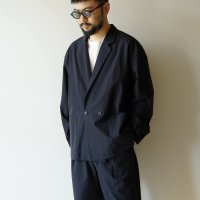 STILL BY HAND - Cupro mixed easy jacket / Dark Navy