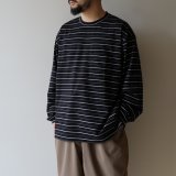 [size46のみ] STILL BY HAND - Striped long sleeve / Black×White