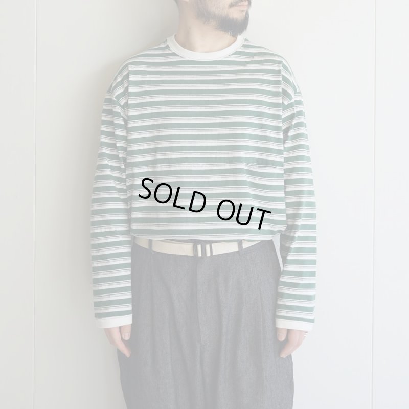 EEL Products - Yururi tee L/S border [E-25526] / Green Border