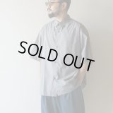 STILL BY HAND - Silk mixed shirt / Blue Grey
