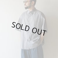 STILL BY HAND - Silk mixed shirt / Blue Grey