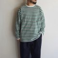 [size Lのみ] EEL Products - Yururi tee L/S border [E-25526] / Green Border