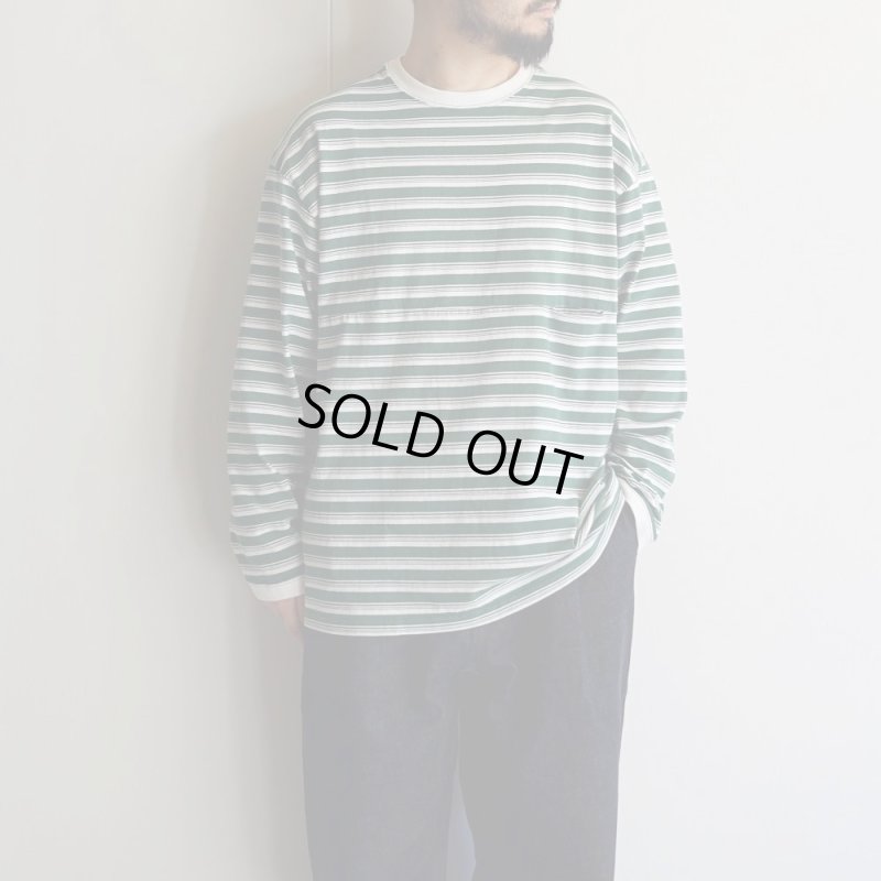 EEL Products - Yururi tee L/S border [E-25526] / Green Border
