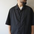 STILL BY HAND - Nylon open collar shirt [SH02252] / Ink Black