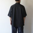 STILL BY HAND - Nylon open collar shirt [SH02252] / Ink Black
