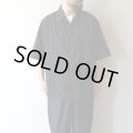 STILL BY HAND - Nylon open collar shirt / Ink Black