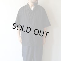 STILL BY HAND - Nylon open collar shirt / Ink Black