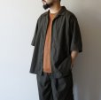STILL BY HAND - Nylon open collar shirt [SH02252] / Dark Olive