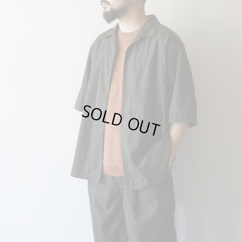 STILL BY HAND - Nylon open collar shirt [SH02252] / Dark Olive