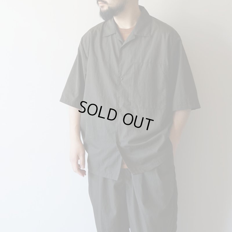 STILL BY HAND - Nylon open collar shirt [SH02252] / Dark Olive