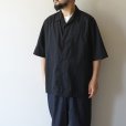 STILL BY HAND - Nylon open collar shirt [SH02252] / Ink Black