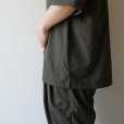 STILL BY HAND - Nylon open collar shirt [SH02252] / Dark Olive