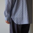 STILL BY HAND - Striped narrow collar shirt [SH04251] / Navy