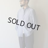 STILL BY HAND - Striped narrow collar shirt / Navy