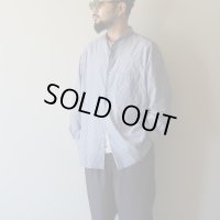 STILL BY HAND - Striped narrow collar shirt / Navy