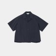 【women's】 STILL BY HAND WM - Cotton/Nylon open collar shirt [SH01252WM] / Navy