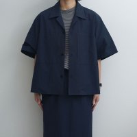 【women's】 STILL BY HAND WM - Cotton/Nylon open collar shirt / Navy