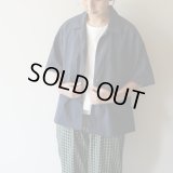 【women's】 STILL BY HAND WM - Cotton/Nylon open collar shirt / Navy