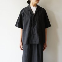 【women's】 STILL BY HAND WM - Cotton/Nylon open collar shirt / Black
