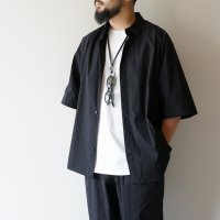 STILL BY HAND - Nylon regular collar shirt / Black
