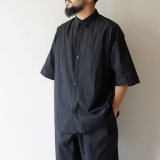 STILL BY HAND - Nylon regular collar shirt / Black