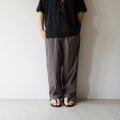 STILL BY HAND - Nylon easy wide pants / Charcoal Brown