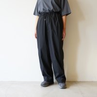 STILL BY HAND - Nylon easy wide pants / Black