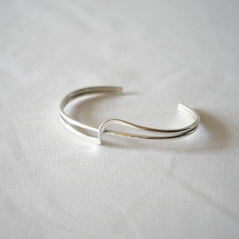 MEXICAN JEWELRY - TAXCO SILVER BANGLE 925 "straight&curve"