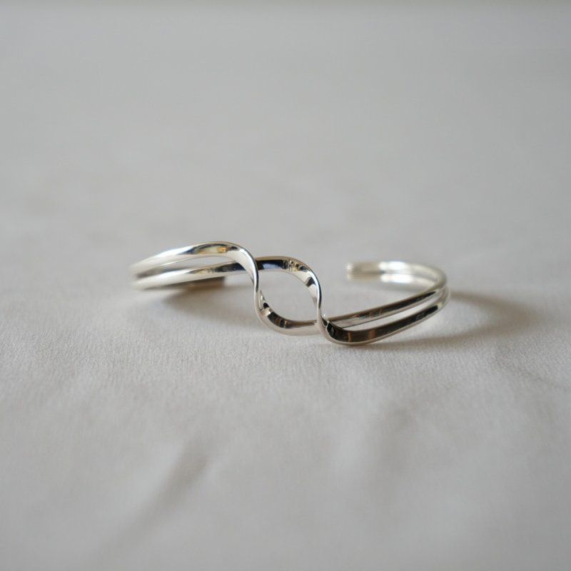 MEXICANJEWELRY - TAXCO SILVER BANGLE 925" double curve"