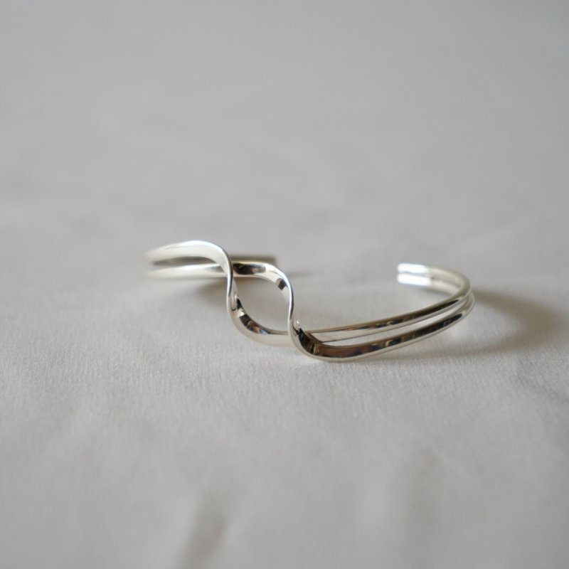 MEXICANJEWELRY - TAXCO SILVER BANGLE 925" double curve"