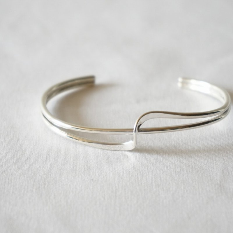 MEXICAN JEWELRY - TAXCO SILVER BANGLE 925 "straight&curve"