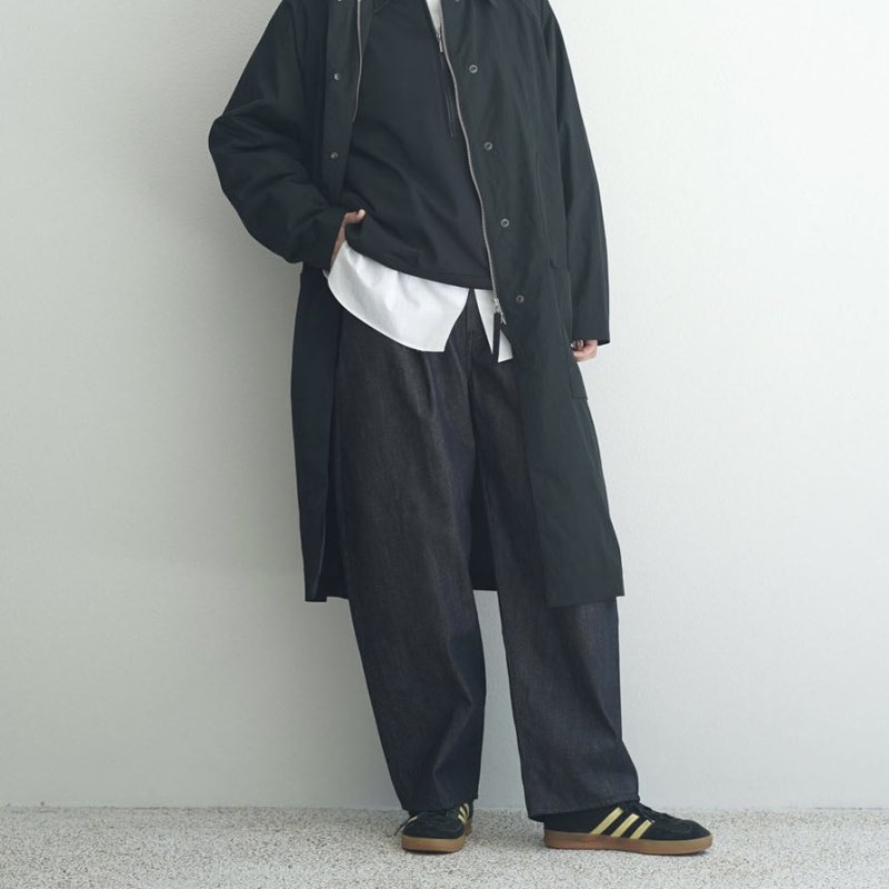STILL BY HAND WM - Deep tuck wide denim pants / Navy
