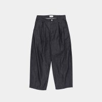 STILL BY HAND - Deep tuck wide denim pants / Navy