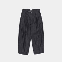 STILL BY HAND - Deep tuck wide denim pants / Navy