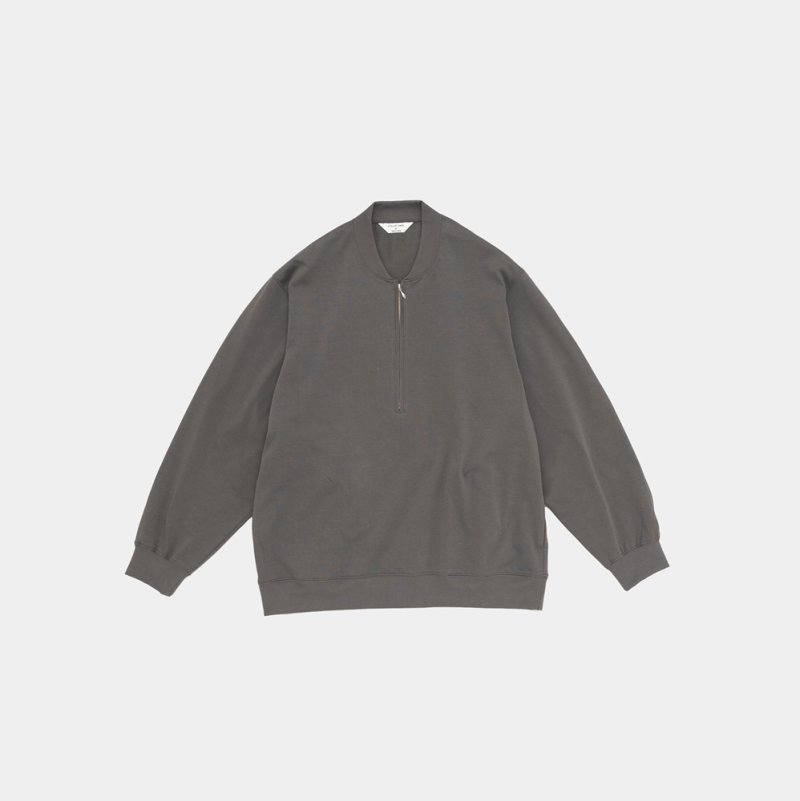 STILL BY HAND - Zip up cotton jumper [CS01253] / Slate Grey