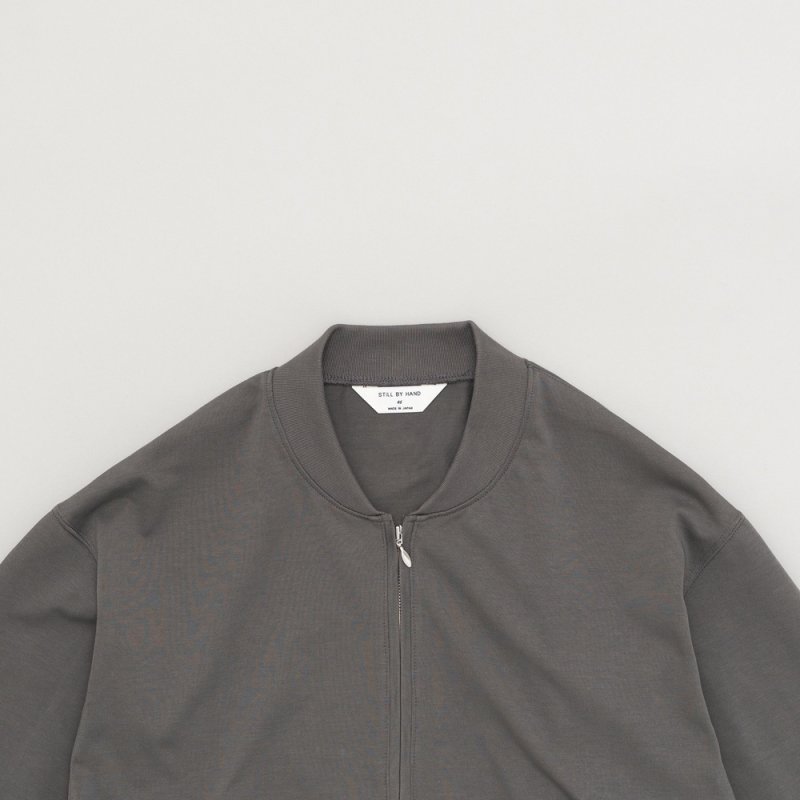 STILL BY HAND - Zip up cotton jumper [CS01253] / Slate Grey