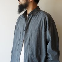 STILL BY HAND - Garment dye over shirt / Blue Grey