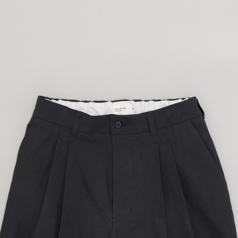 STILL BY HAND - Deep tuck pressed pants [PT06253] / Black navy