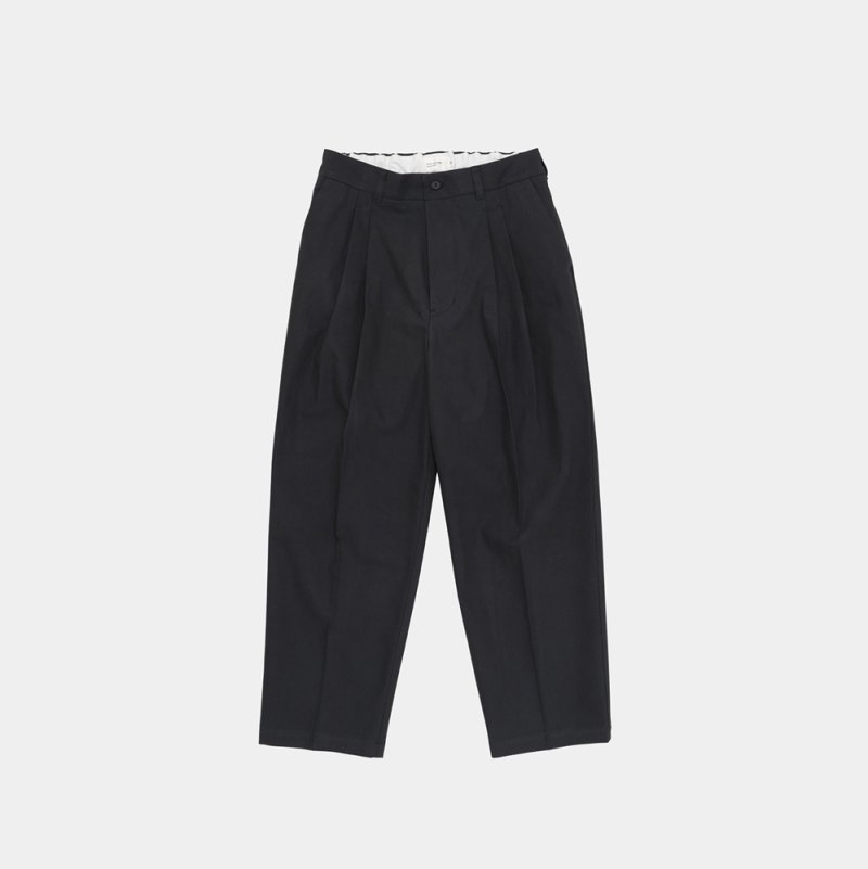 STILL BY HAND - Deep tuck pressed pants [PT06253] / Black navy