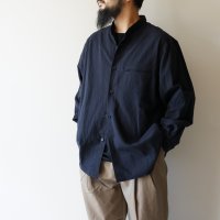 STILL BY HAND - Silk nep twill shirt / Black navy